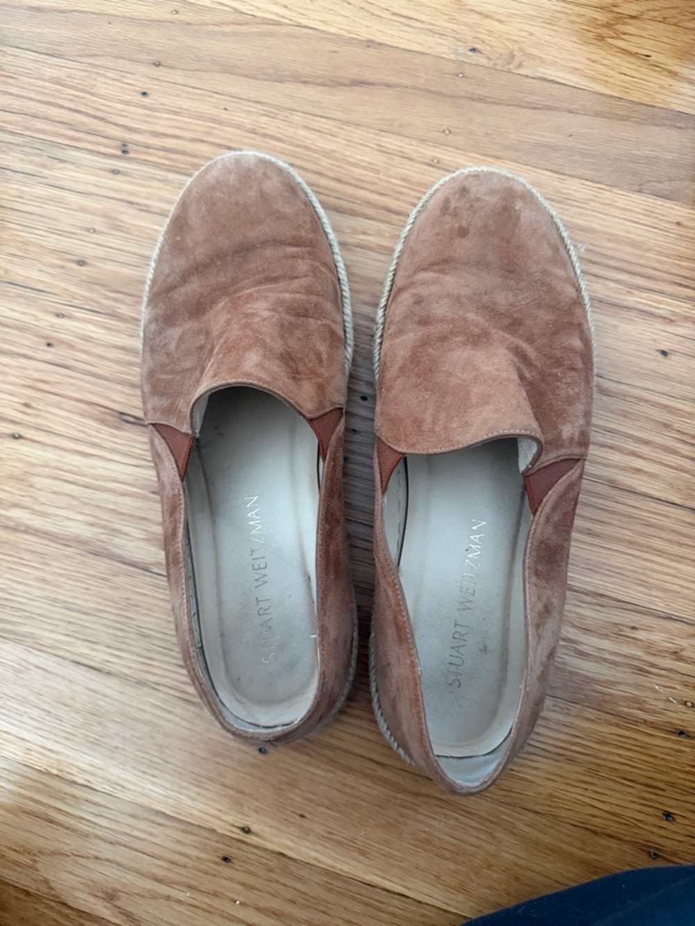 Stuart Weitzman Men’s Suede Slip-On Loafers in Tan Brown